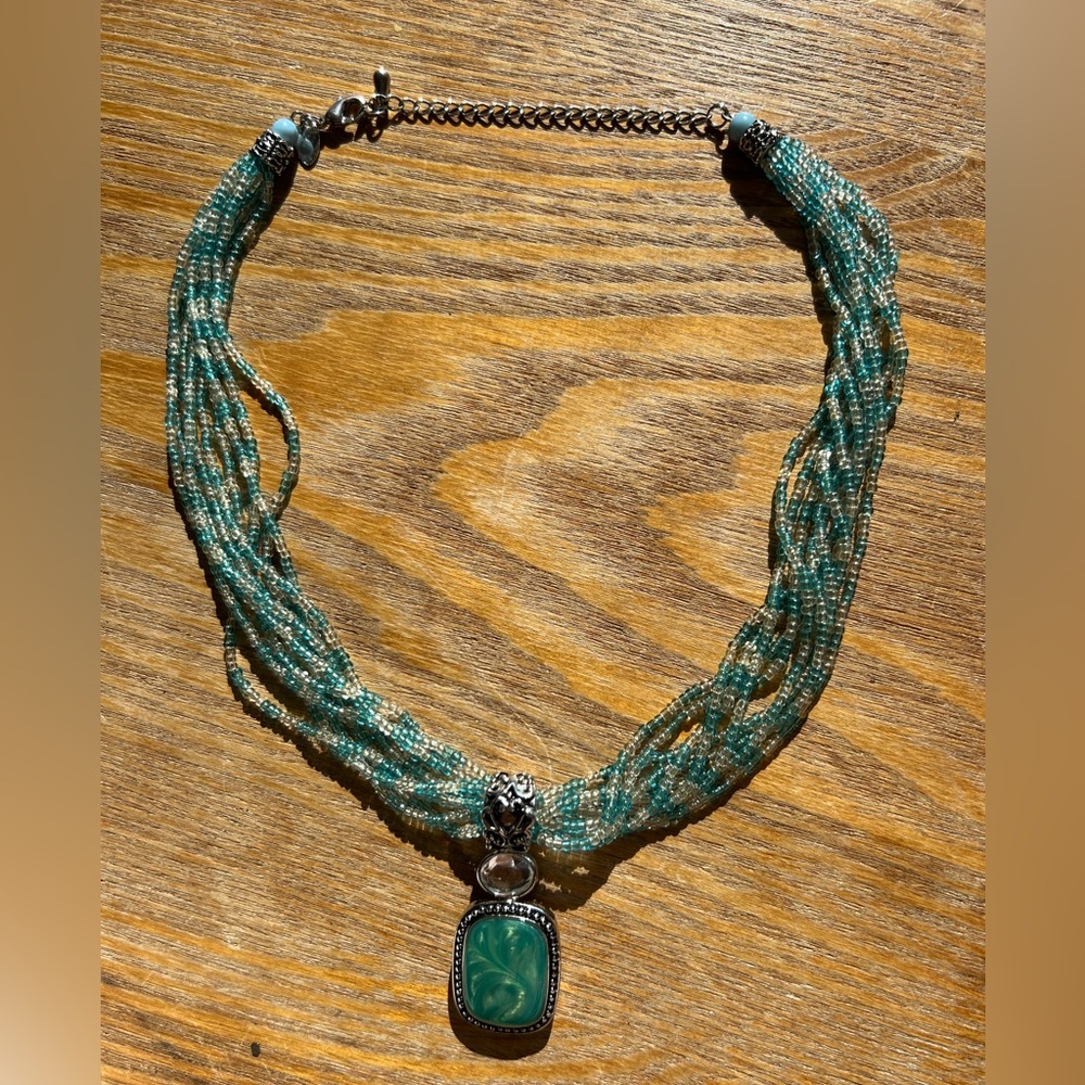 Lia Sophia Blue Coast Glass Bead Necklace - Picture 2 of 4